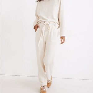 Madewell Brushed Herringbone Jacquard Tie-Waist Tapered Pants - Small